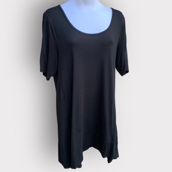 Joan Vass Tops - *4-4-20* JOAN VASS Womens Black Tunic Top Blouse L Large